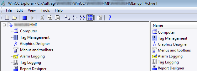 Fig. 1: Stop WinCC Runtime by clicking on the blue rectangle